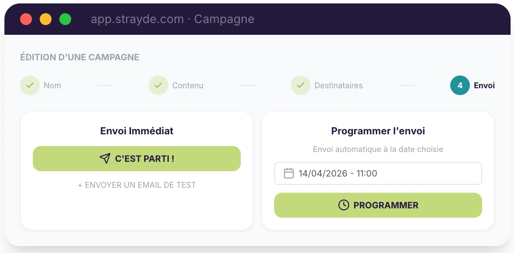 Programmation des envois